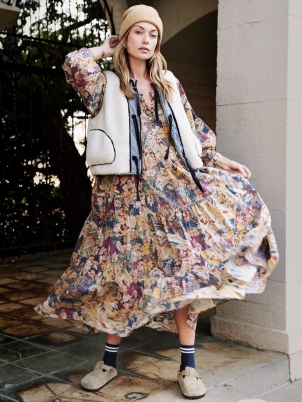THE GREAT. Patio Dress Canopy Leaf Print 2/M